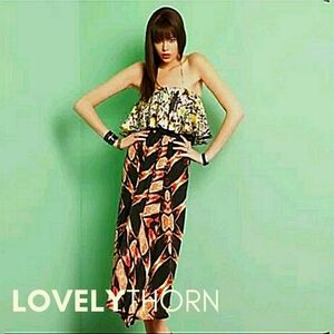 T-BAGS // ltd ed delphine mixed print ruffle maxi dress